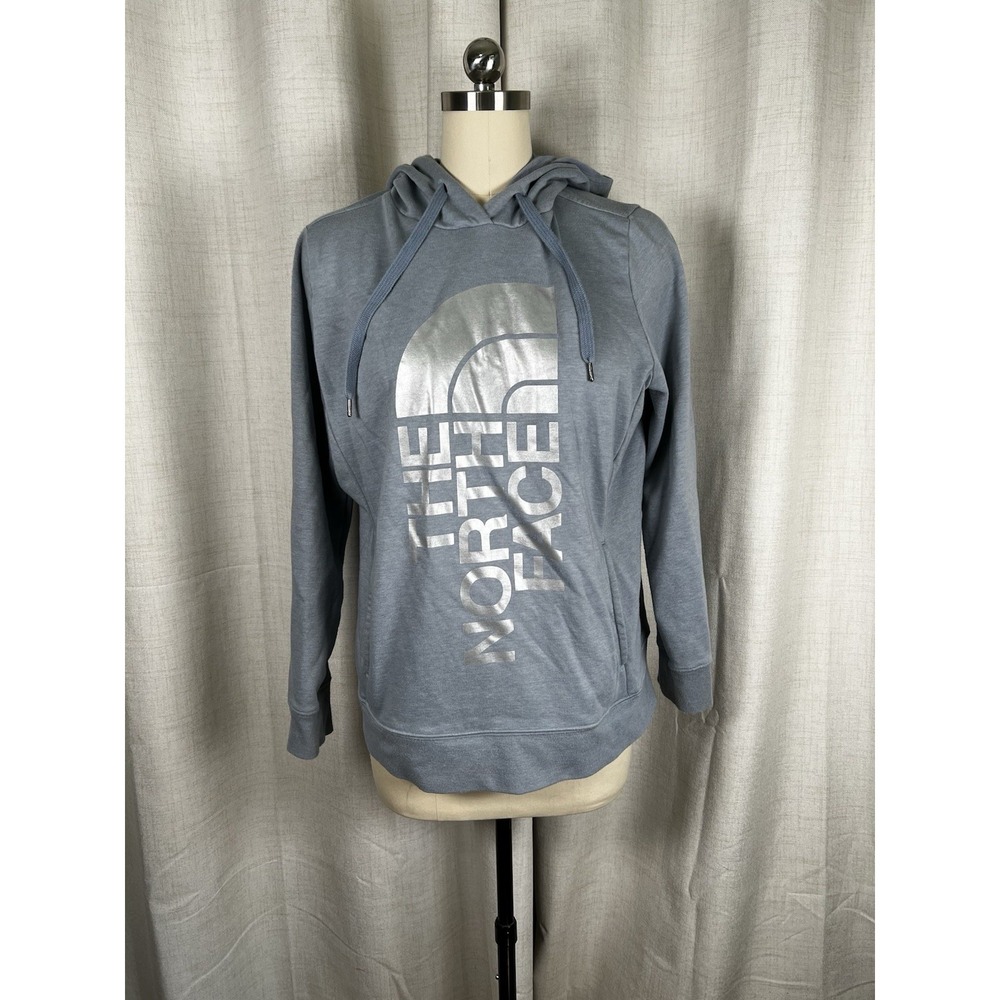 The North Face Hoodie Sweatshirt Womens Pullover XL Powder Blue Silver Logo